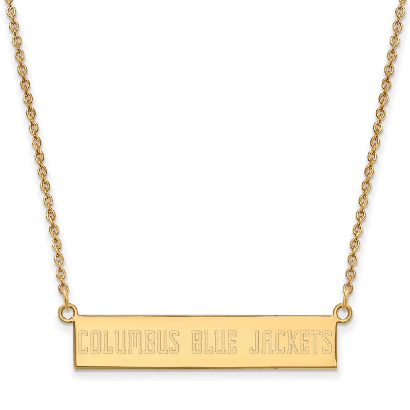 SS 14k Yellow Gold Plated NHL Blue Jackets SM Bar Necklace, 18 In