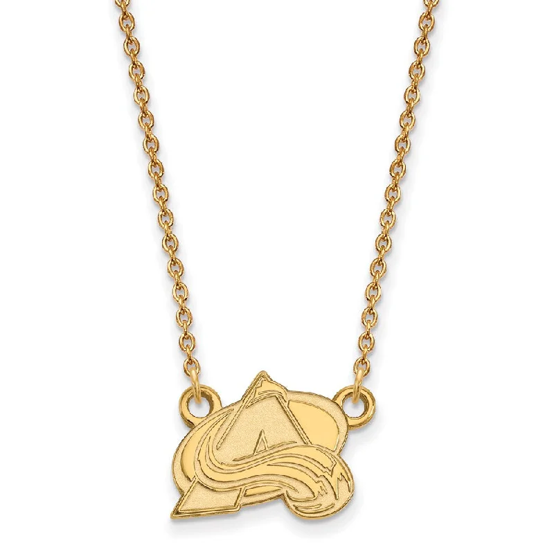 SS 14k Yellow Gold Plated NHL Colorado Avalanche SM Necklace, 18 Inch