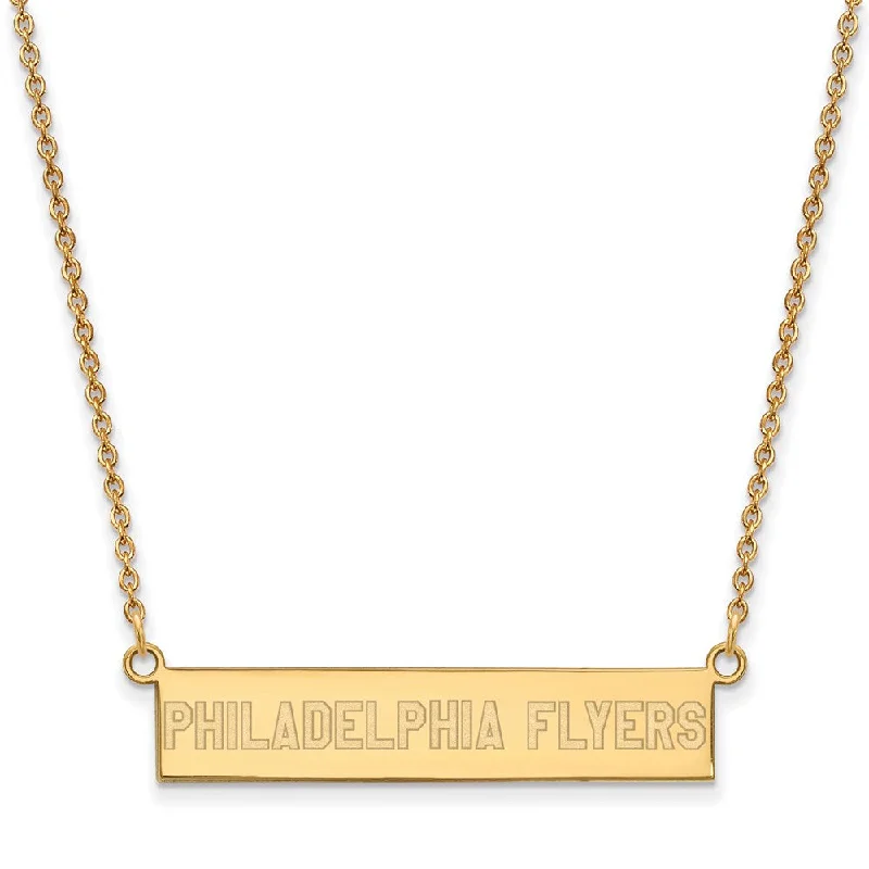 SS 14k Yellow Gold Plated NHL Flyers SM Bar Necklace, 18 Inch