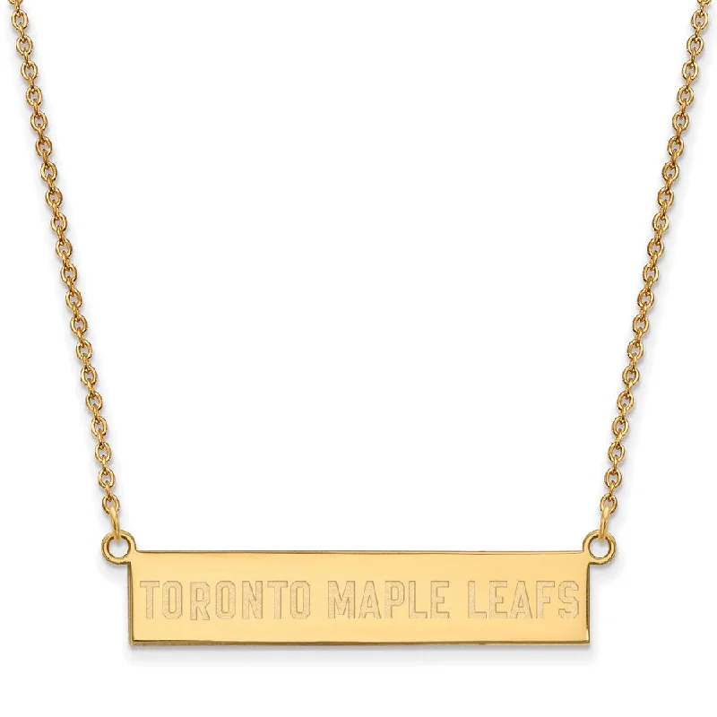 SS 14k Yellow Gold Plated NHL Maple Leafs SM Bar Necklace, 18 Inch