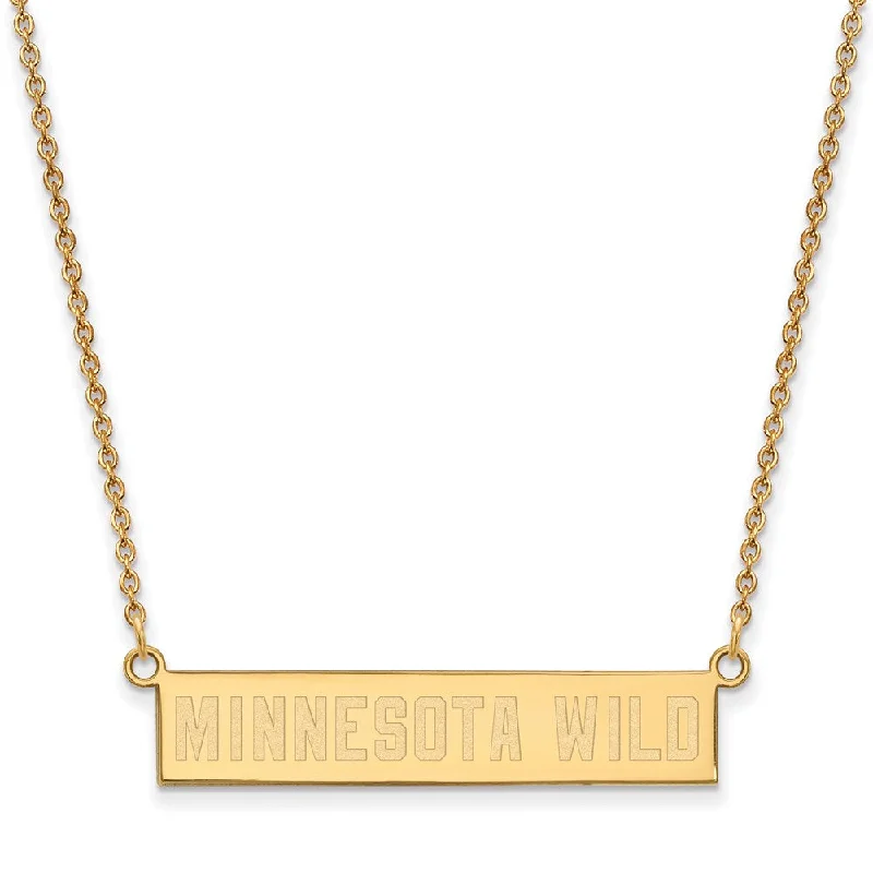 SS 14k Yellow Gold Plated NHL Minnesota Wild SM Bar Necklace, 18 Inch