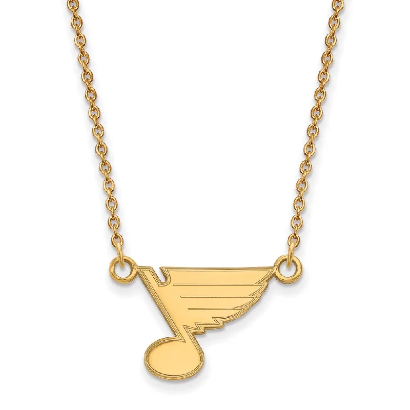 SS 14k Yellow Gold Plated NHL St. Louis Blues Small Necklace, 18 Inch