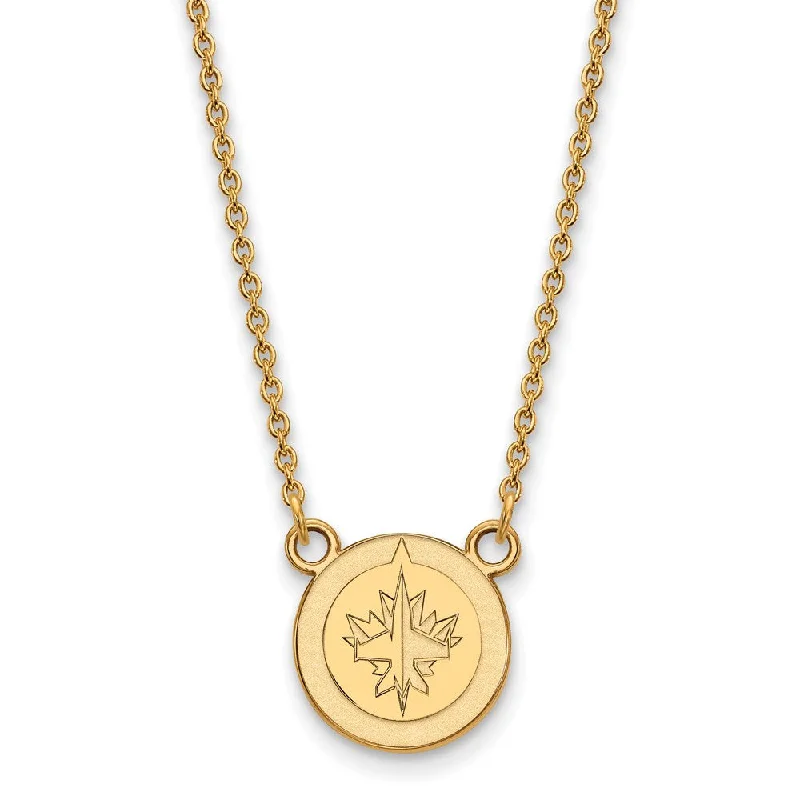 SS 14k Yellow Gold Plated NHL Winnipeg Jets SM Necklace, 18 Inch