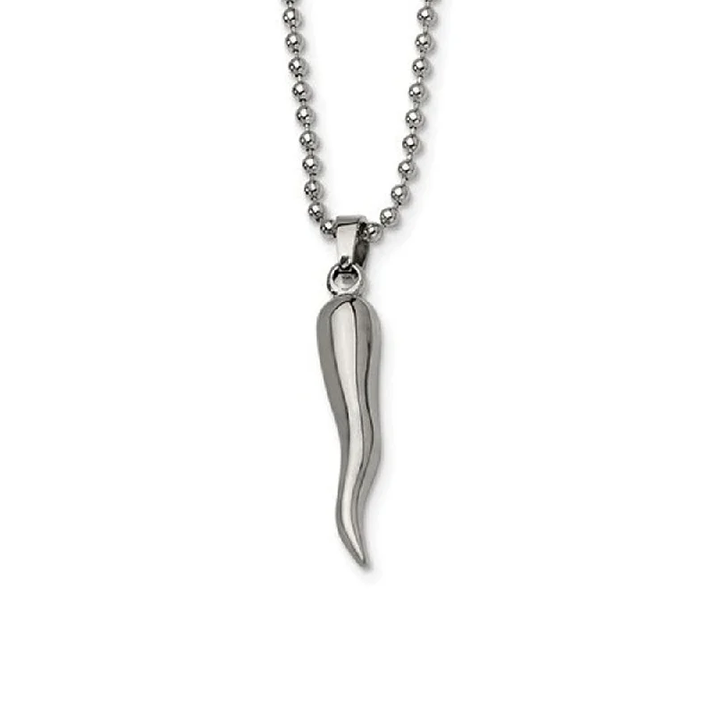 Stainless Steel Italian Horn Necklace