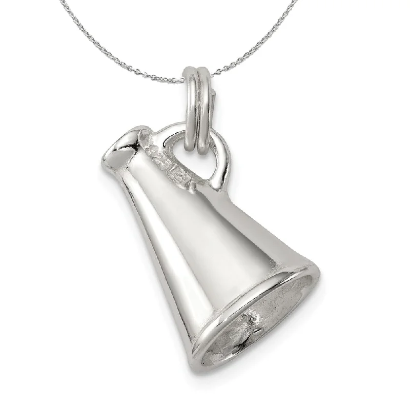 Sterling Silver 3D Polished Megaphone Charm Necklace