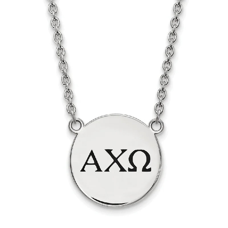 Sterling Silver Alpha Chi Omega Large Enamel Greek Letters Necklace