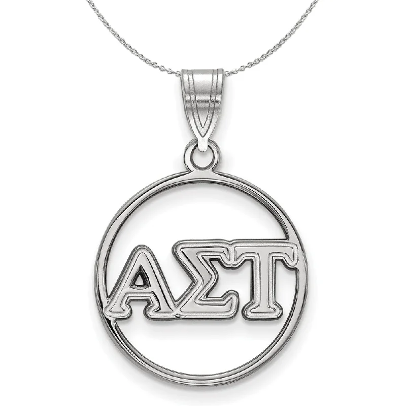 Sterling Silver Alpha Sigma Tau Medium Circle Greek Necklace