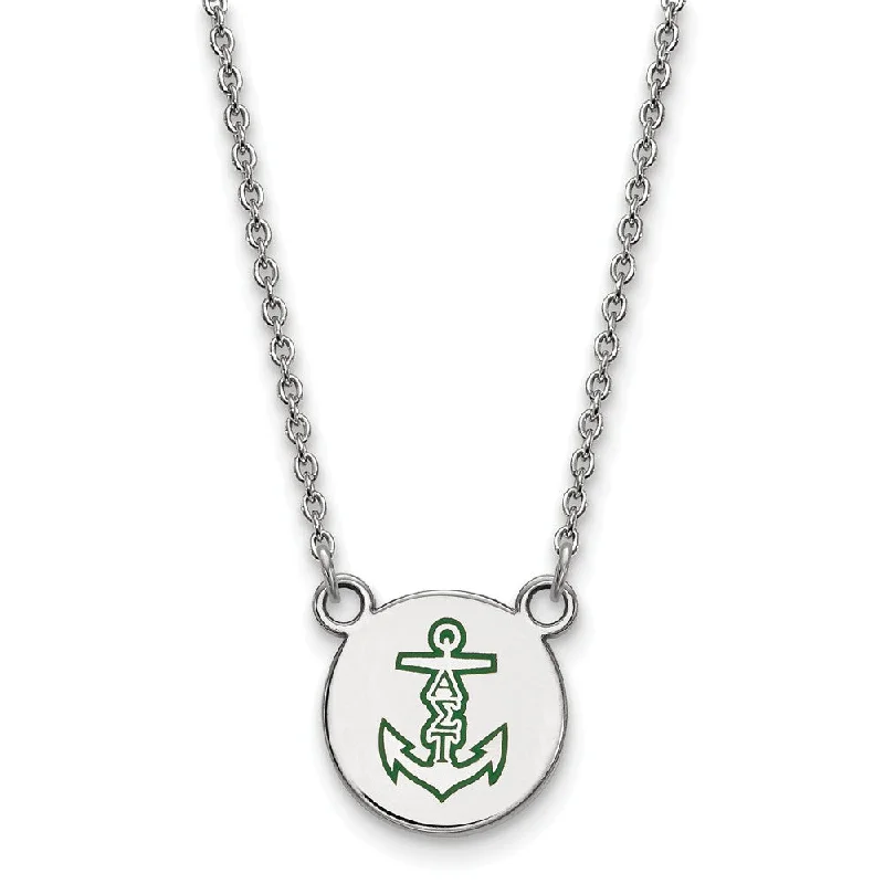 Sterling Silver Alpha Sigma Tau Small Enamel Necklace