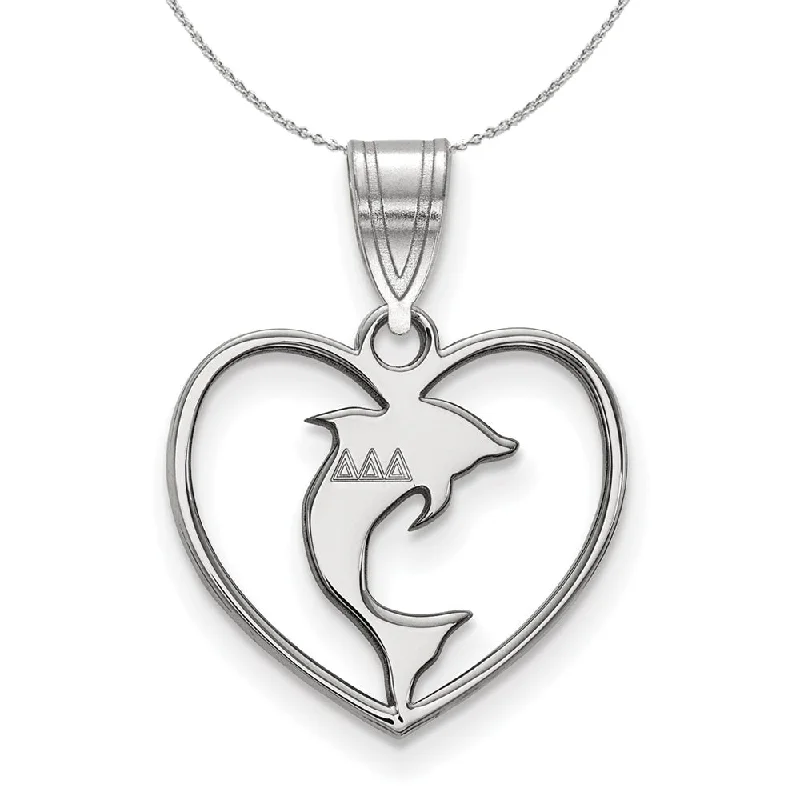 Sterling Silver Delta Delta Delta Heart Pendant Necklace