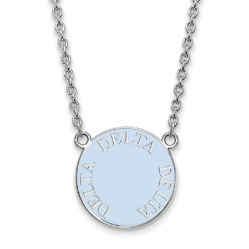 Sterling Silver Delta Delta Delta Large Enamel Disc Necklace