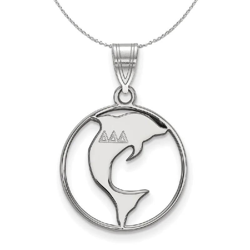 Sterling Silver Delta Delta Delta Medium Circle Pendant Necklace