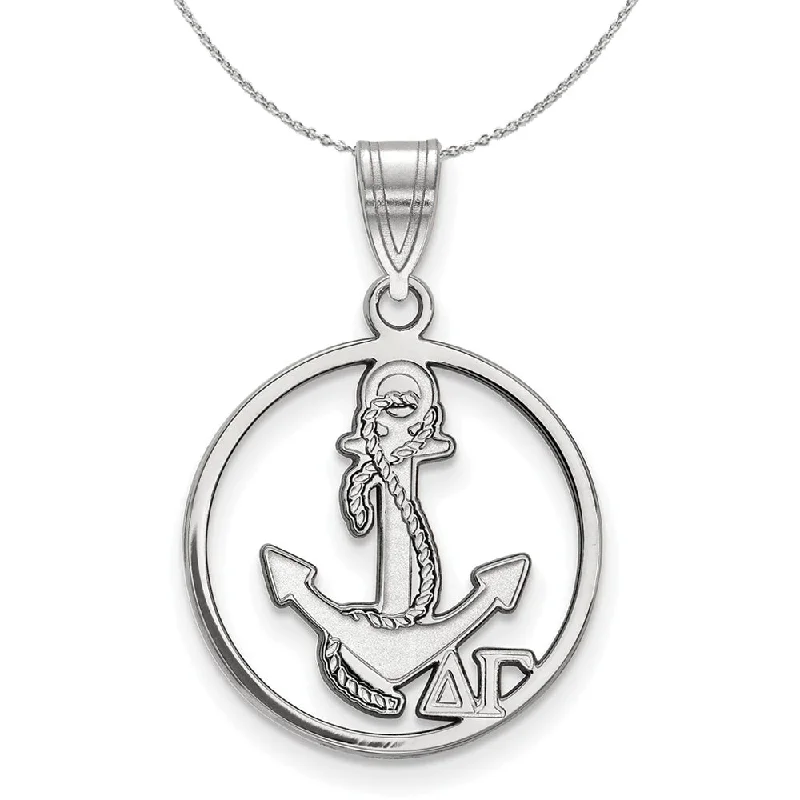 Sterling Silver Delta Gamma Medium Circle Pendant Necklace