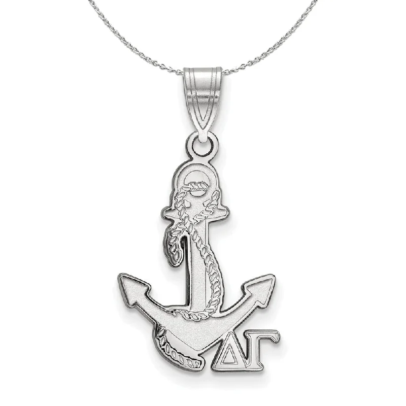 Sterling Silver Delta Gamma Medium Pendant Necklace