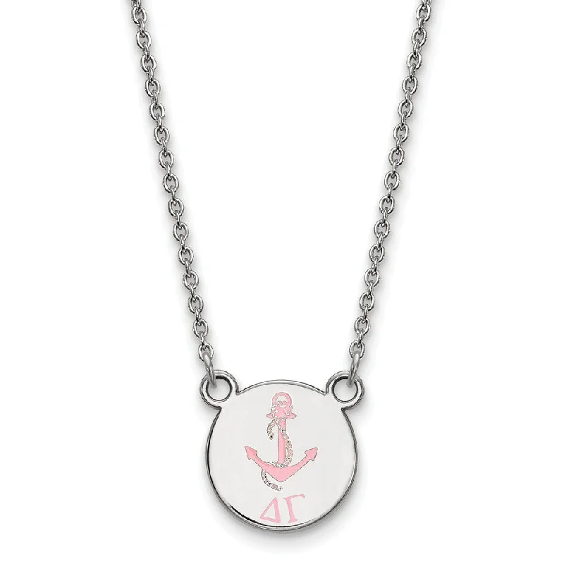 Sterling Silver Delta Gamma Small Enamel Necklace