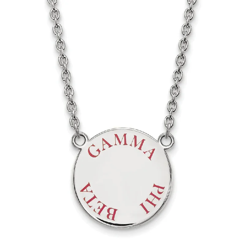 Sterling Silver Gamma Phi Beta Large Red Enamel Necklace