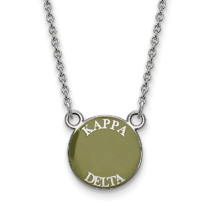 Sterling Silver Kappa Delta Small Enamel Disc Necklace