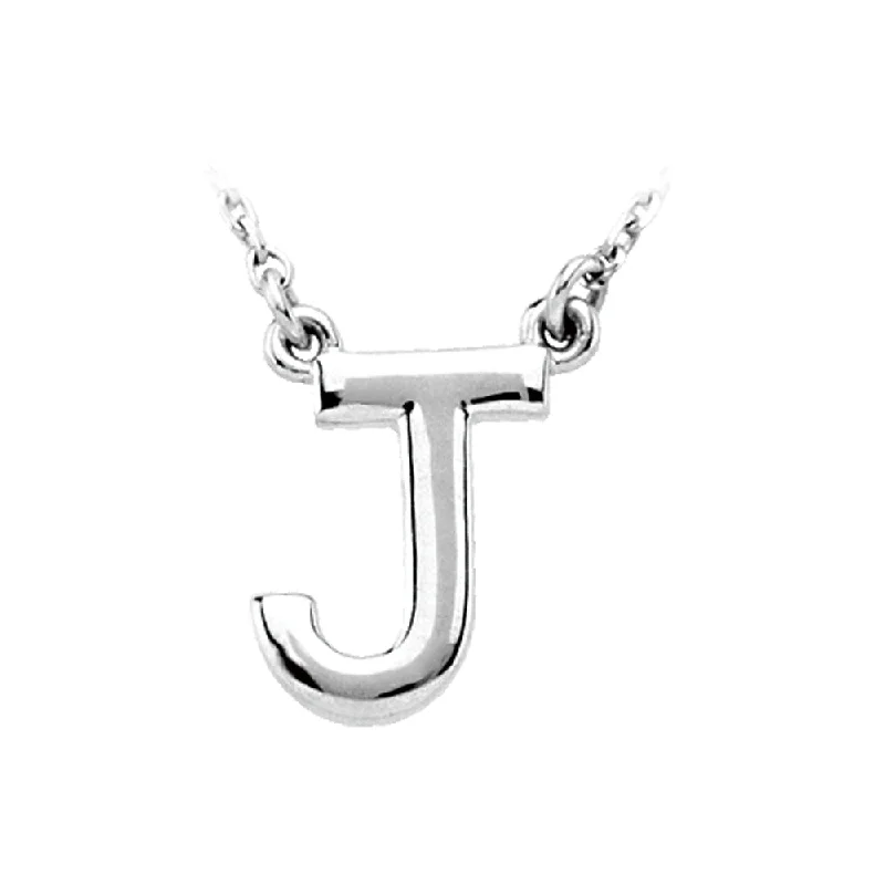 Sterling Silver, Kendall Collection, Block Initial J Necklace, 16 Inch