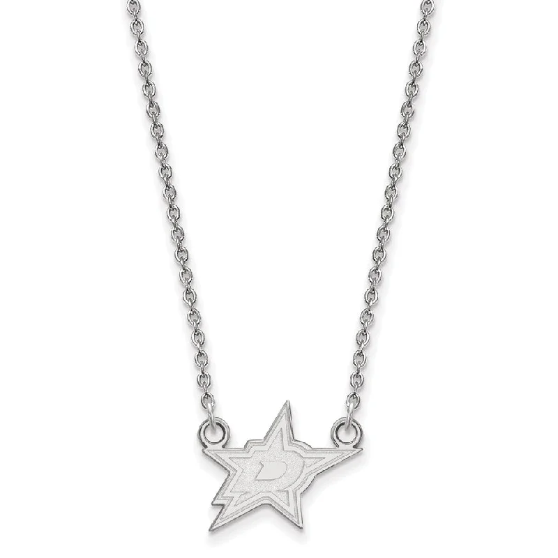 Sterling Silver NHL Dallas Stars Small Necklace, 18 Inch