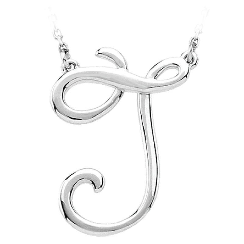 Sterling Silver, Olivia Collection, Medium Script Initial J Necklace