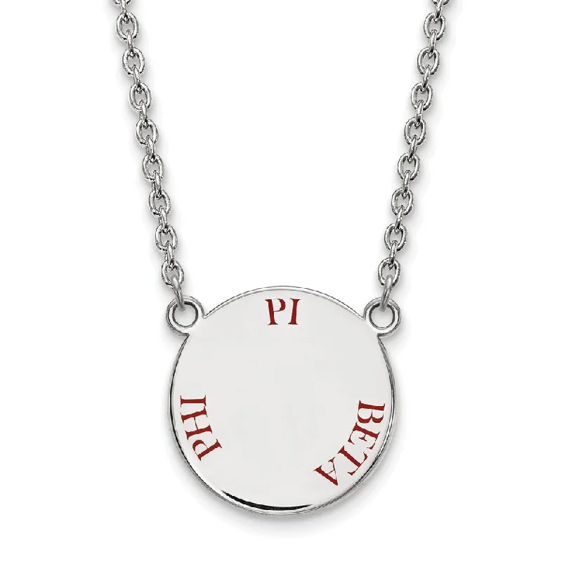 Sterling Silver Pi Beta Phi Large Wine Enamel Necklace