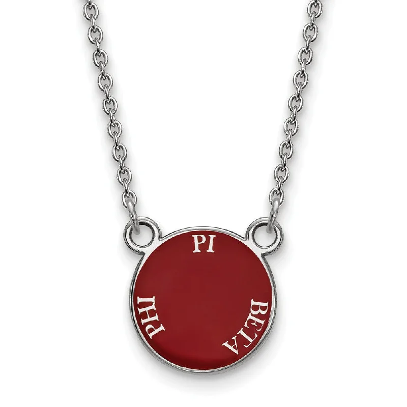 Sterling Silver Pi Beta Phi Small Enamel Disc Necklace