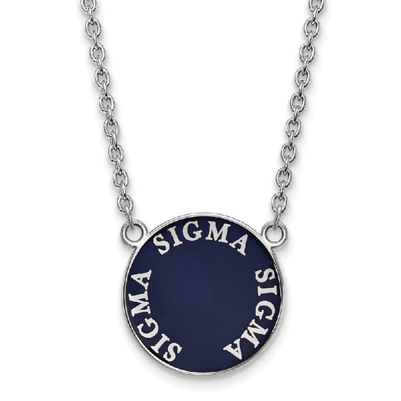 Sterling Silver Sigma Sigma Sigma Large Enamel Disc Necklace