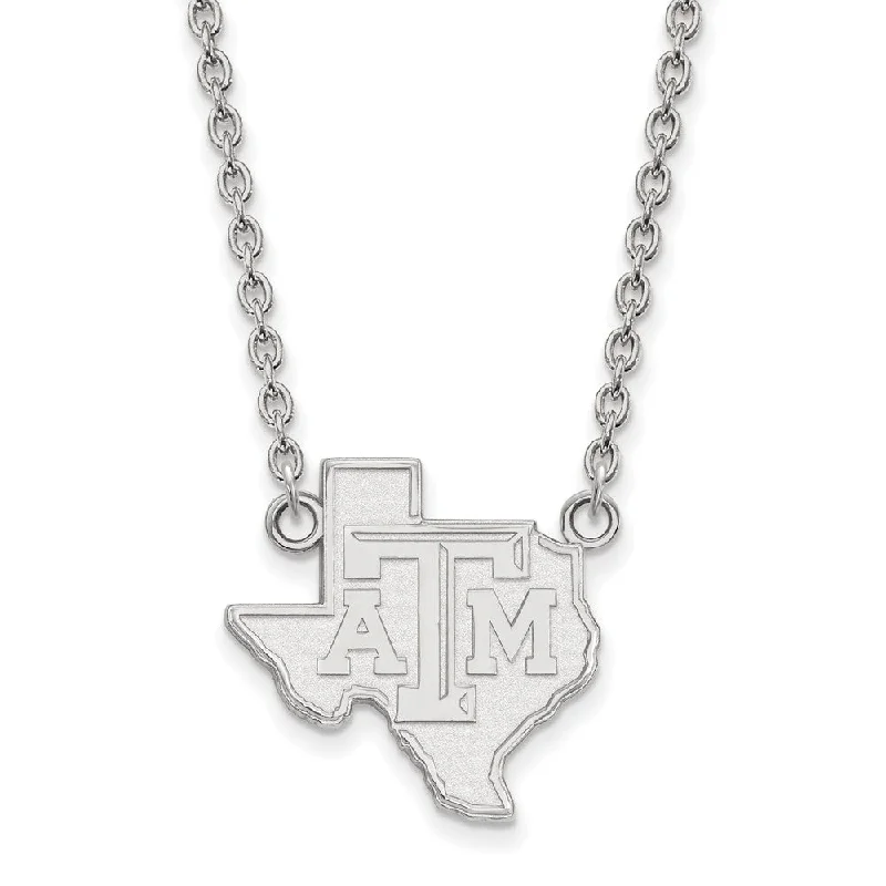 Sterling Silver Texas A&M U Large Texas 'TAM' Pendant Necklace