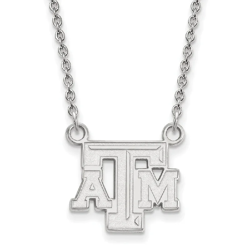 Sterling Silver Texas A&M U Small 'TAM' Pendant Necklace