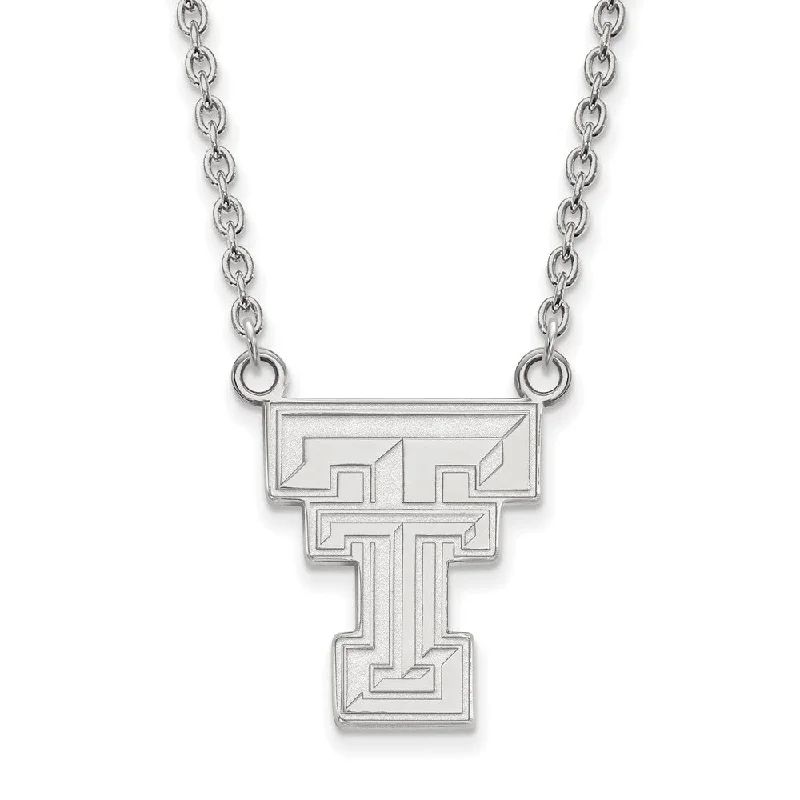 Sterling Silver Texas Tech U Large 'TT' Pendant Necklace