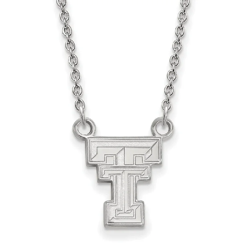 Sterling Silver Texas Tech U Small 'TT' Pendant Necklace