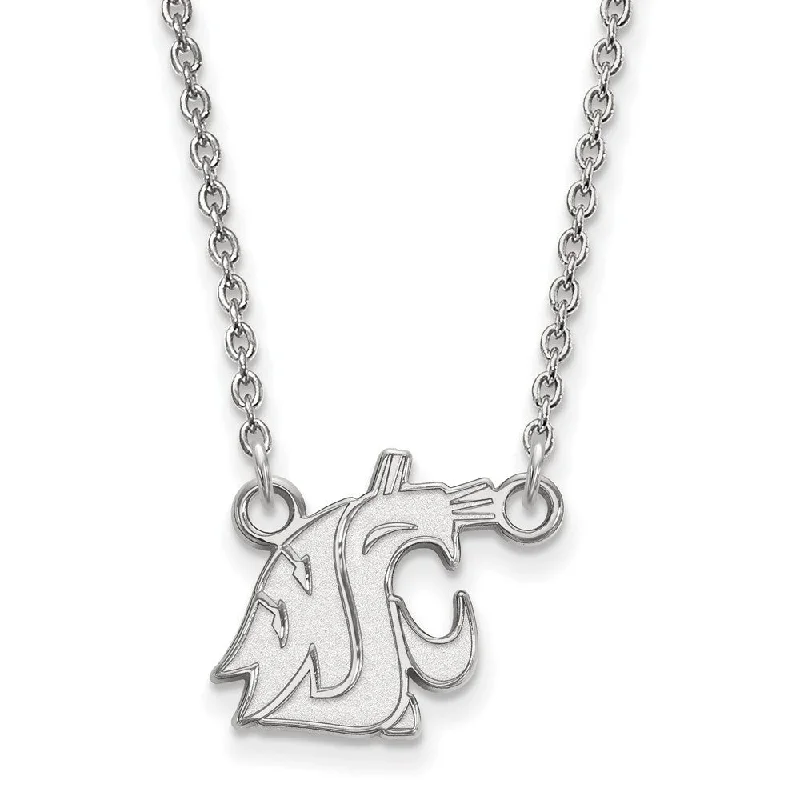 Sterling Silver Washington State Small Mascot Pendant Necklace