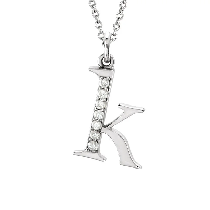 The Abbey 14k White Gold Diamond Lower Case Initial 'k' Necklace 16 In