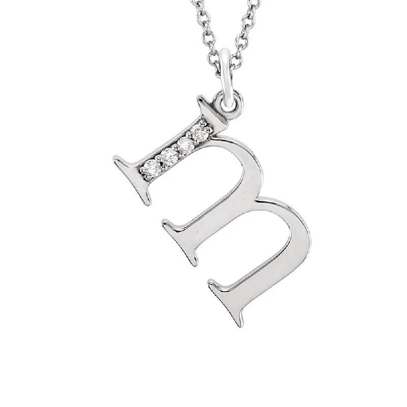 The Abbey 14k White Gold Diamond Lower Case Initial 'm' Necklace 16 In