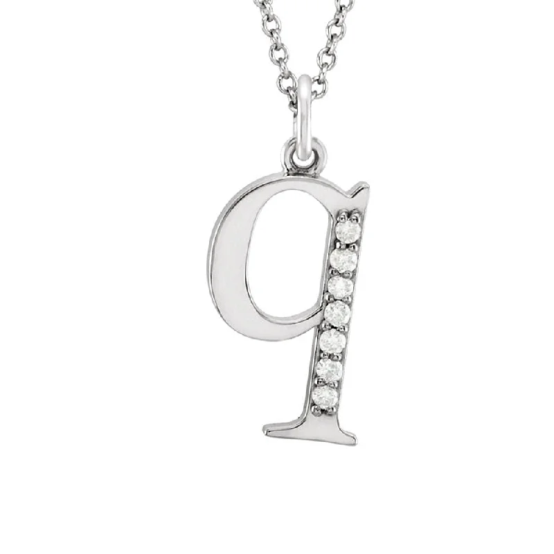 The Abbey 14k White Gold Diamond Lower Case Initial 'q' Necklace 16 In