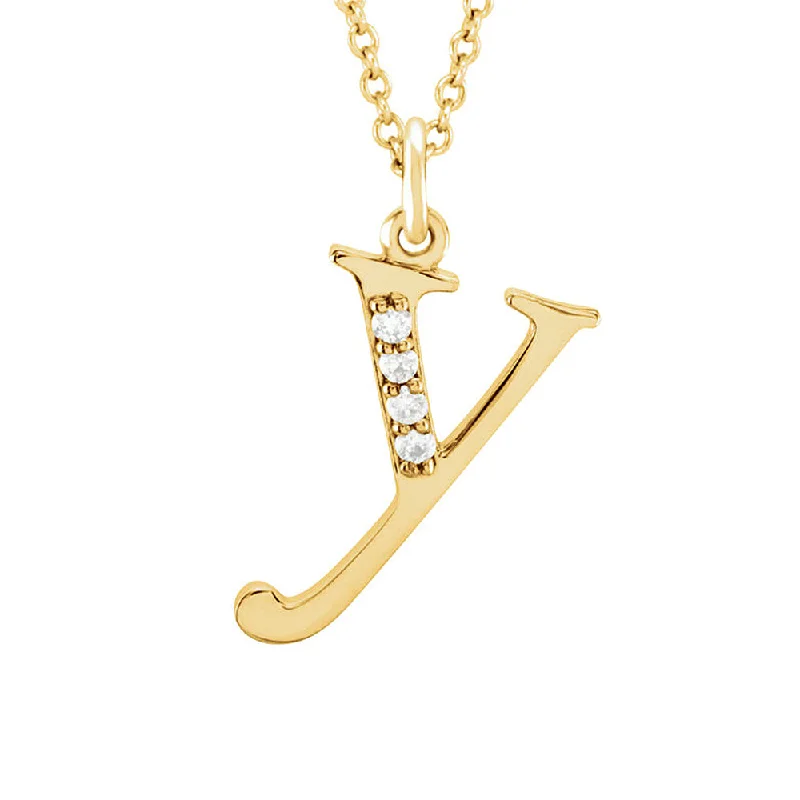 The Abbey 14k Yellow Diamond Lower Case Initial 'y' Necklace 16 Inch