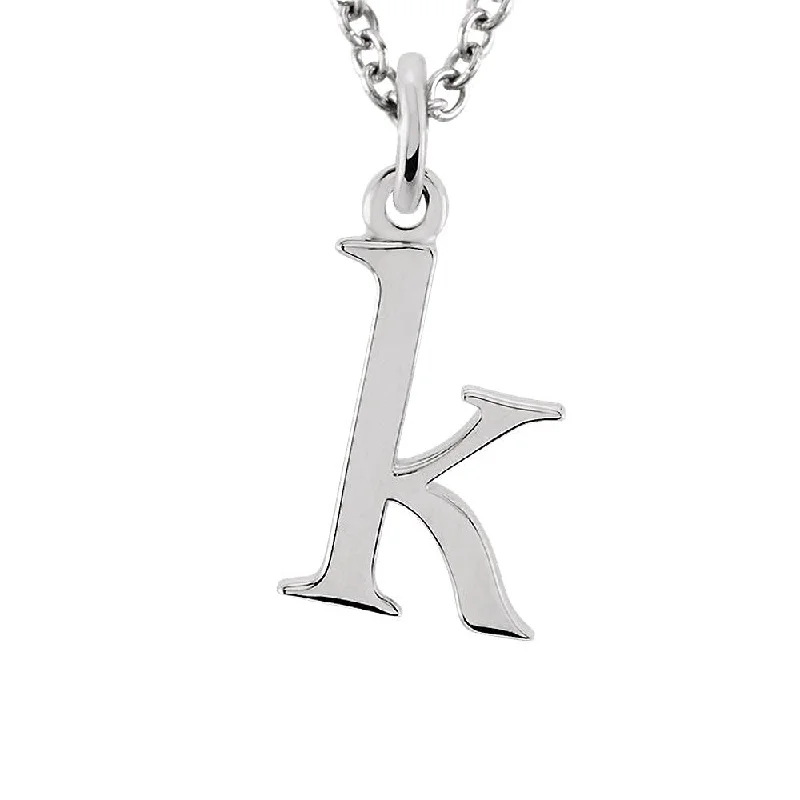 The Abbey Lower Case Initial 'k' Necklace in 14k White Gold, 16 Inch