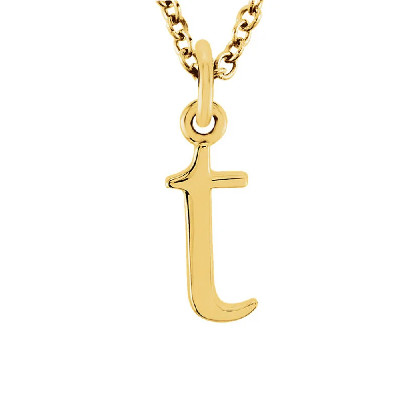 The Abbey Lower Case Initial 't' Necklace in 14k Yellow Gold, 16 Inch