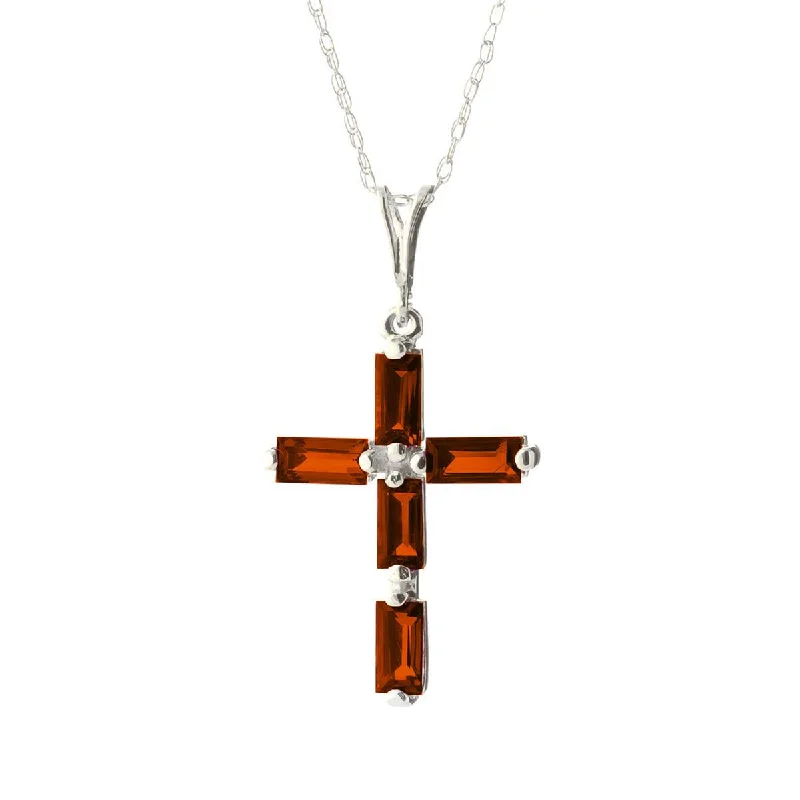 1.15 Carat 14K Solid White Gold Faith Above All Garnet Necklace