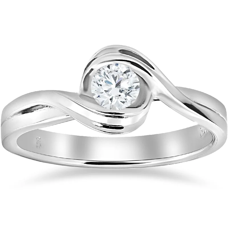 1/2 ct Solitaire Round Brilliant Cut Diamond Engagement Ring 14k White Gold