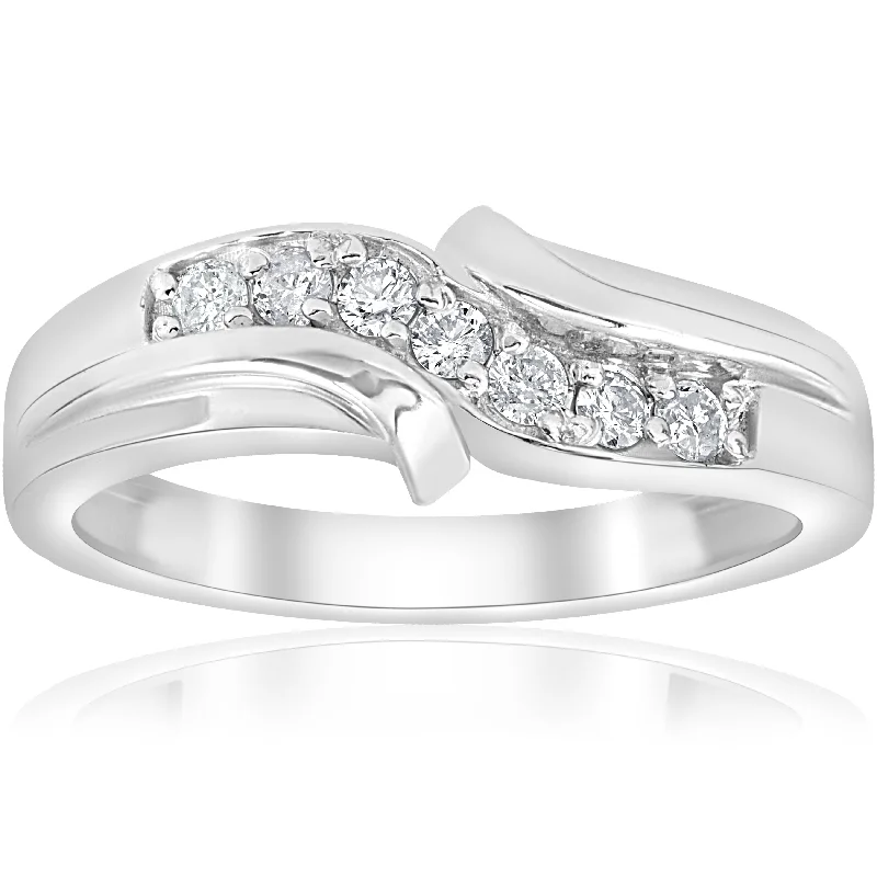 1/2ct Diamond Mens Wedding Ring 10k White Gold