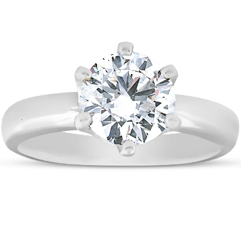 1 3/4Ct Diamond Solitaire Engagement Ring 14k White Gold 6-Prong