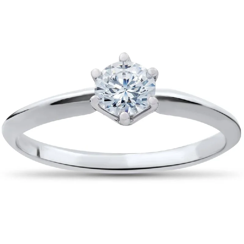 1/3ct Round Diamond Solitaire Engagement Ring White Gold Size 6