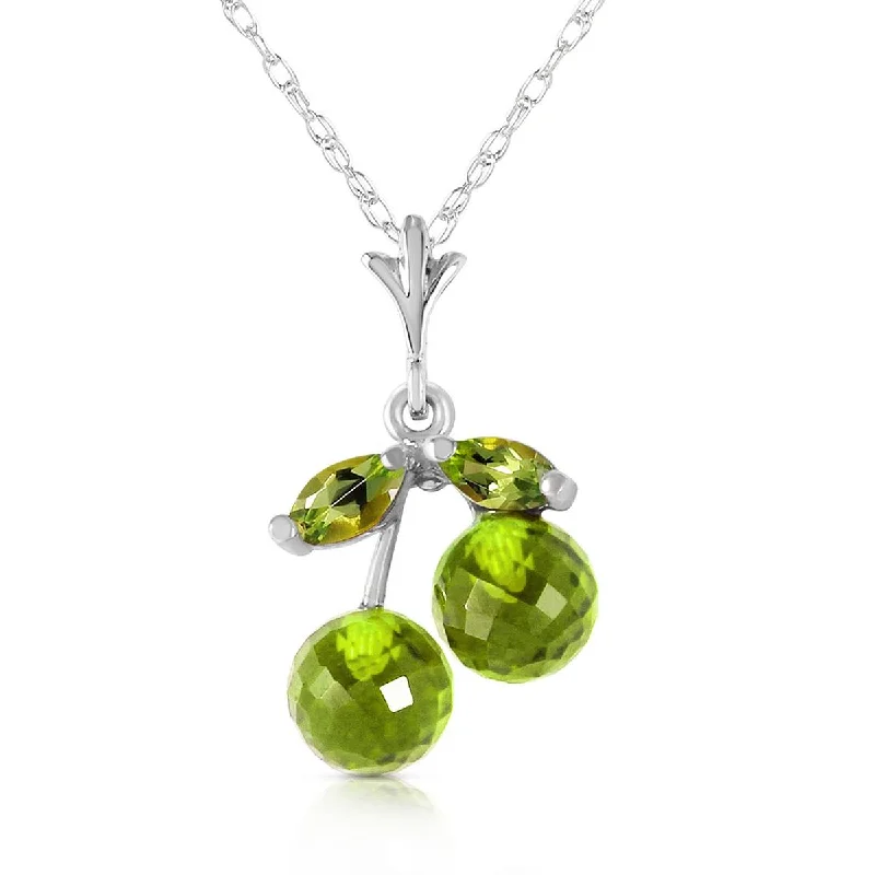 1.45 Carat 14K Solid White Gold I Care Peridot Necklace