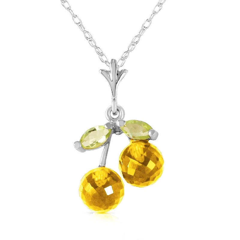 1.45 Carat 14K Solid White Gold Uptown Flair Citrine Peridot Necklace