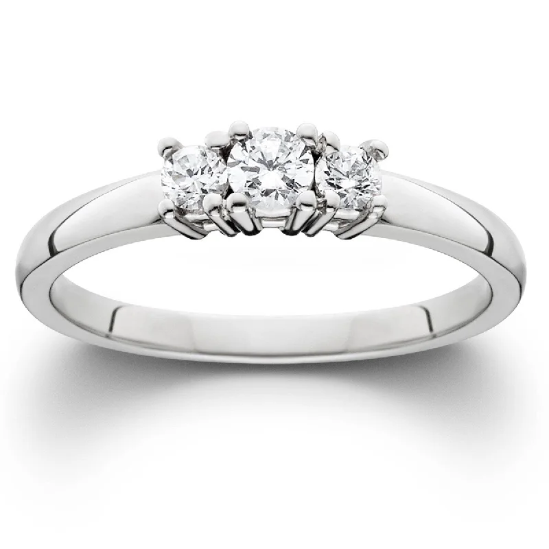 1/4ct Diamond 3-Stone Engagement Ring Three Stone Anniversary White Gold 7