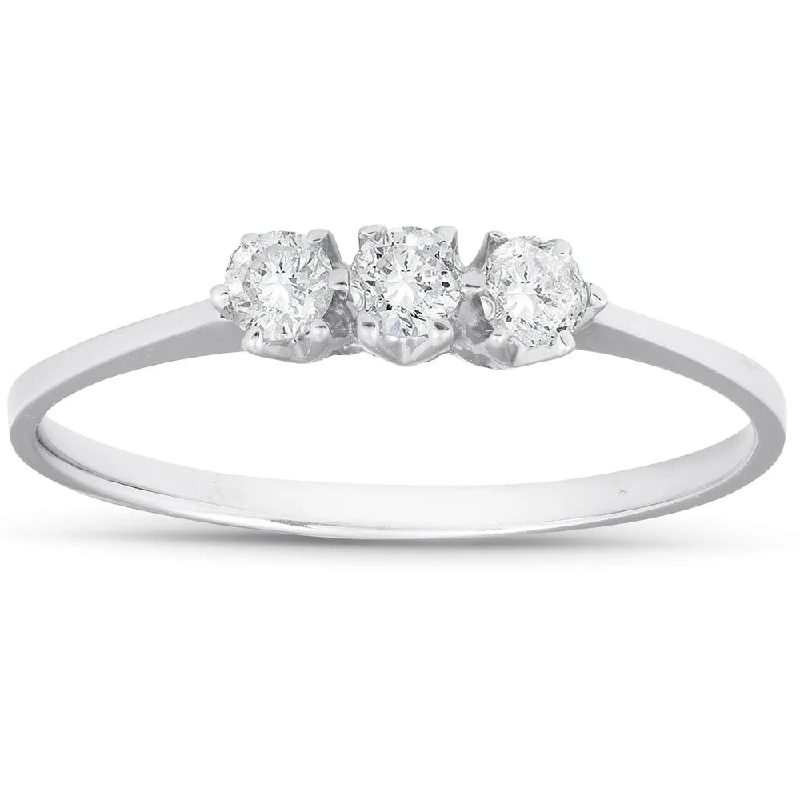 1/5ct 3-Stone Diamond Promise Ring 14K White Gold