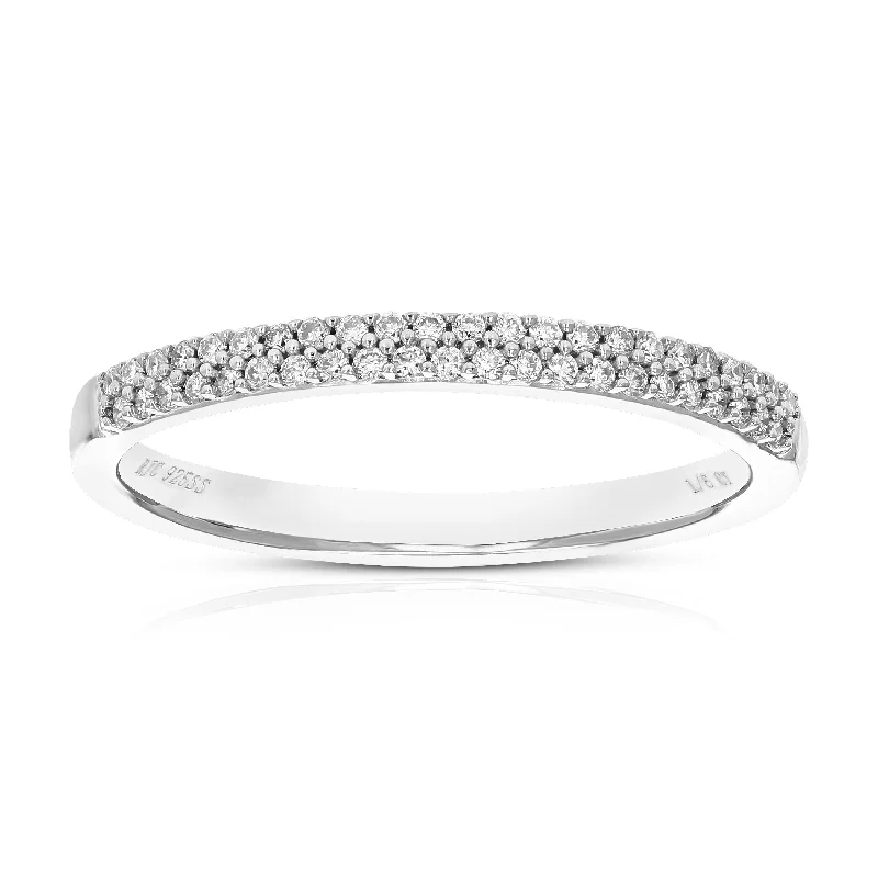 1/6 cttw Round Cut Lab Grown Diamond Wedding Band For Women .925 Sterling Silver Prong Set