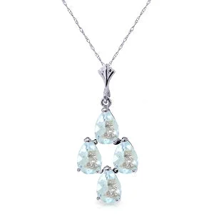 1.95 Carat 14K Solid White Gold Real Mccoy Aquamarine Necklace