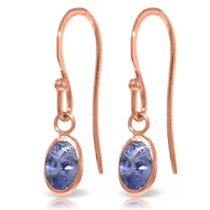 1 Carat 14K Solid Rose Gold Fish Hook Earrings Tanzanite