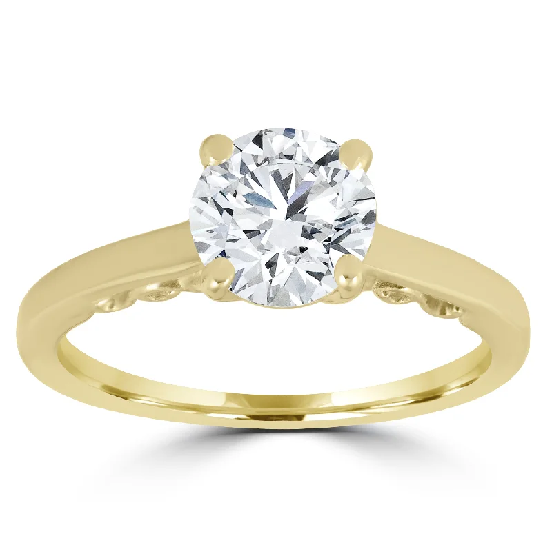 1 ct Diamond Round Brilliant Cut Solitaire Engagement Ring 14k Yellow Gold